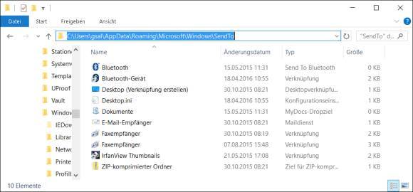 Windows 10: Wpis menu kontekstowego „Wyślij do” nagle pusty