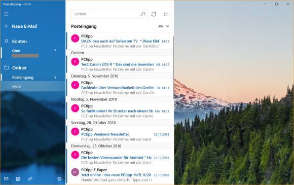 Poczta systemu Windows 10: Pokaż więcej folderów poczty